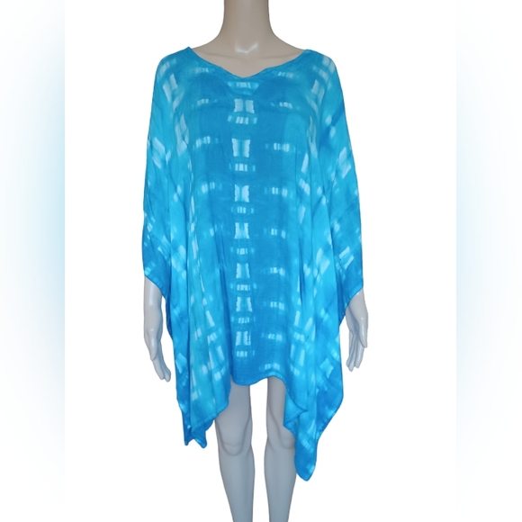 Womens Wearable Art Hand Dyed Bohemian Poncho Tunic Top Oversized Size Small - Picture 5 of 8